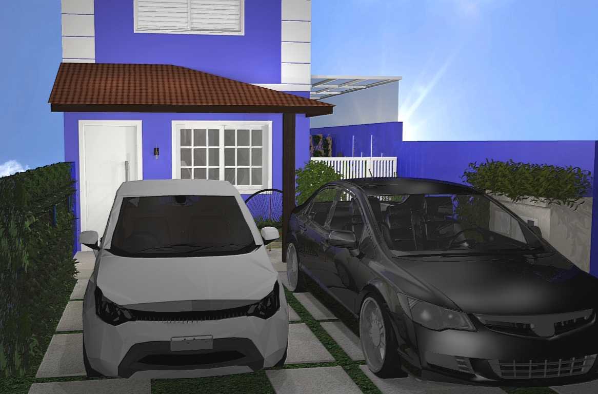 Área externa com garagem
